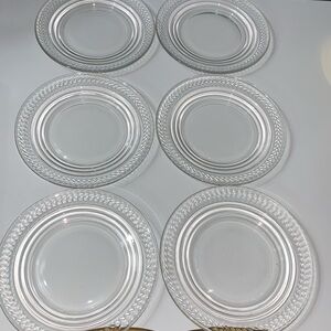 6 Vintage Clear Glass Bread & Butter Dessert Appetizer Small Plates for Dining
